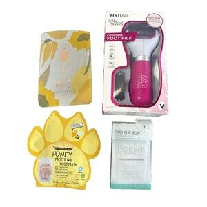 SkinCare Foot Bundle Vivitar Cordless Foot File Voesh Pedi in a Box 2 Foot Masks